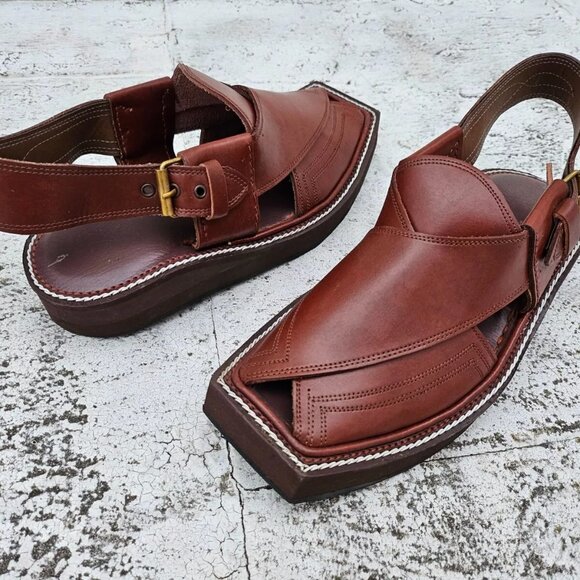Kaptaan Chappal Men Sandal Shoes Brown Genuine Leather Upper Ethnic Size 8.5US main image 5